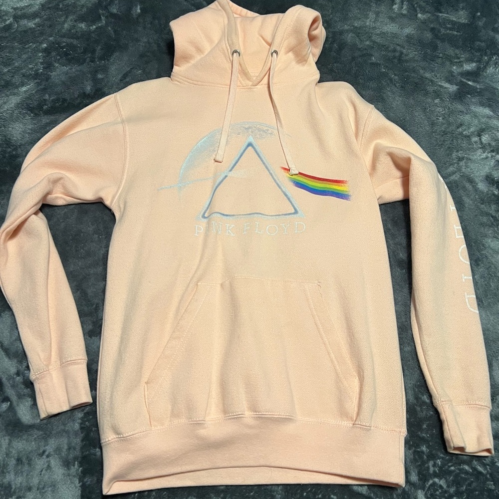 Pink Floyd Light Pink Hoodie with Rainbow Accent